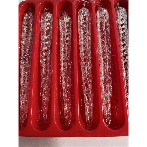Spun Glass Christmas Icicle Ornaments 5.5" Set of 6 - Picture 6 of 6